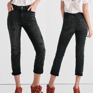 Lucky Brand High Rise Tomboy Cropped Straight Leg Jeans In Herome Black Size 8